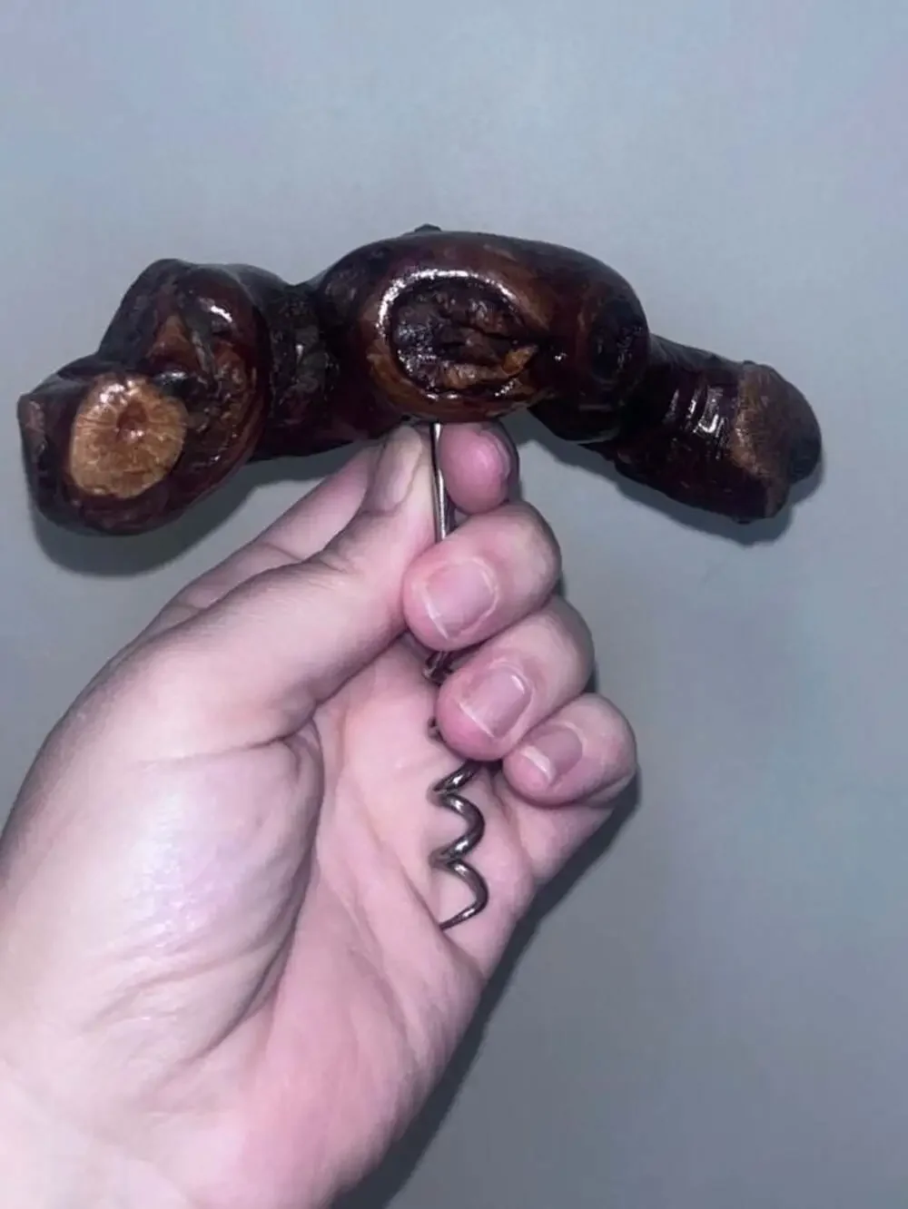 Vintage French Burled Grapevine Wood Corkscrew